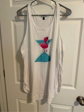 White Flamingo Graphic Tank Top - Pink & Teal